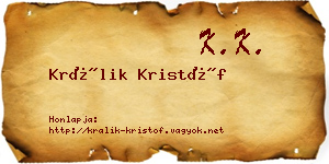 Králik Kristóf névjegykártya